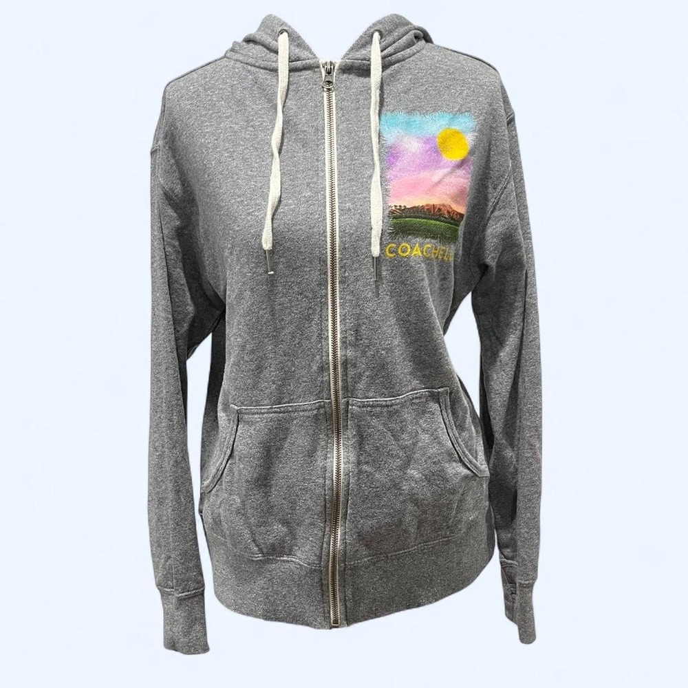 Coachella 2015 Music Festival Lineup Zip Up Hoodie Heather Grey Medium